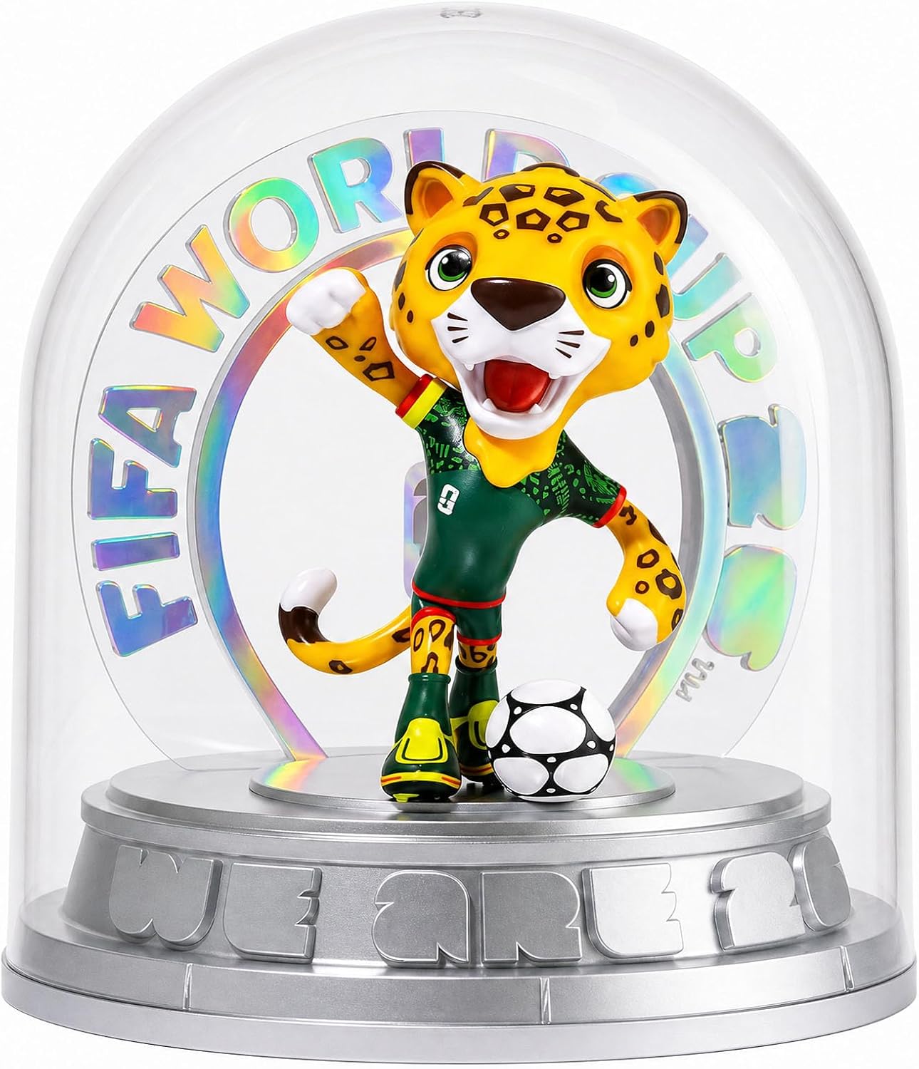 FIFA World Cup 2026 Mexico Mascot Zayu Jaguar Figurine – Personalized Laser Engraved Display Statue with Acrylic Dome | Official Licensed Soccer Gift