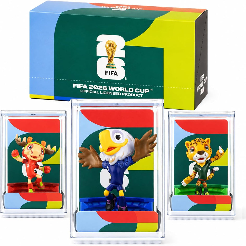 FIFA World Cup 2026 Mascot Figurines Set of 3 – USA Eagle, Mexico Jaguar & Canada Moose Collectible Soccer Statues with Display Case (6cm)