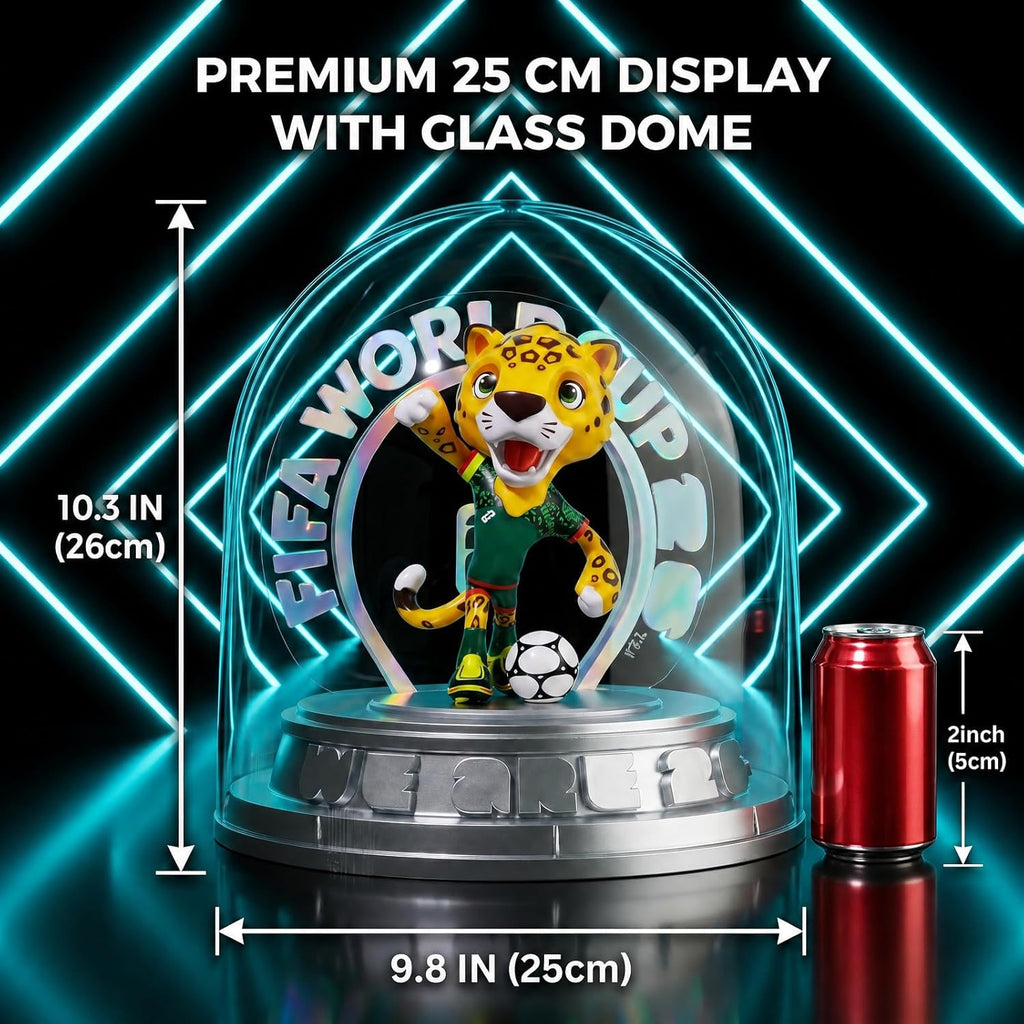 FIFA World Cup 2026 Mexico Mascot Zayu Jaguar Figurine – Personalized Laser Engraved Display Statue with Acrylic Dome | Official Licensed Soccer Gift
