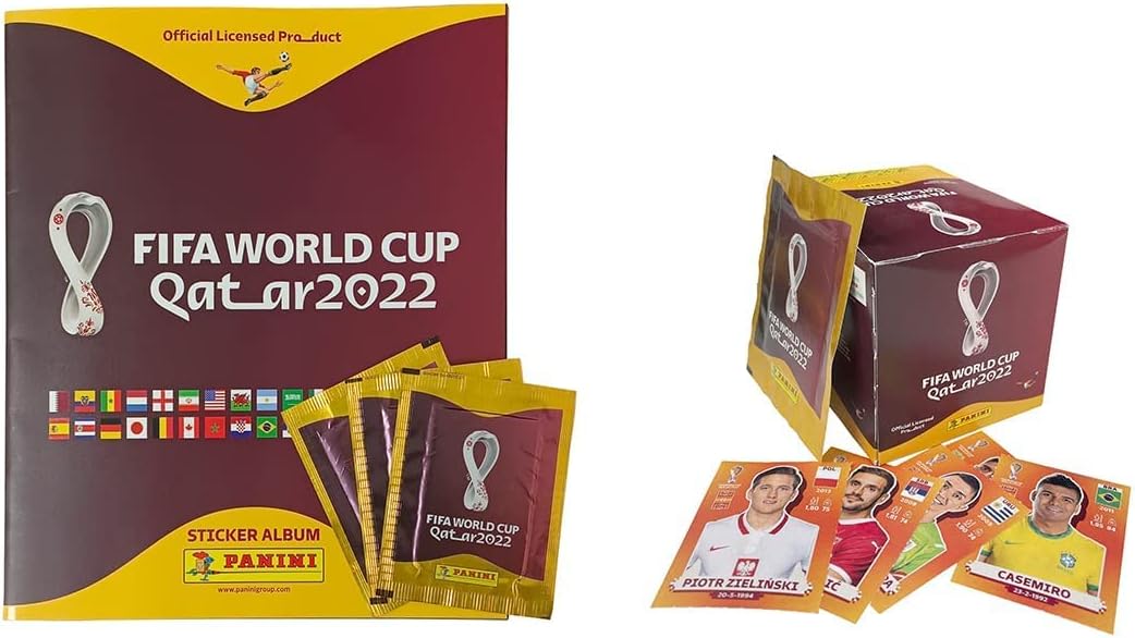 Panini FIFA World Cup Qatar 2022 Sticker Box – 50 Packs with 250 Stickers Total | Official Soccer Collectible for Fans & Album Builders