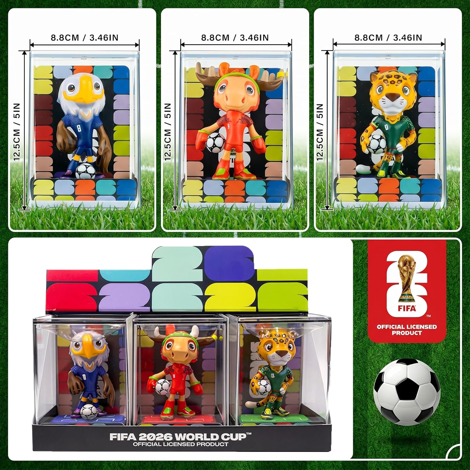 FIFA World Cup 2026 Mascot Figurine 13.8" Display Statue with Acrylic Dome – Custom Laser Engraved Personalized Gift for Soccer Fans & Collectors | Official Licensed