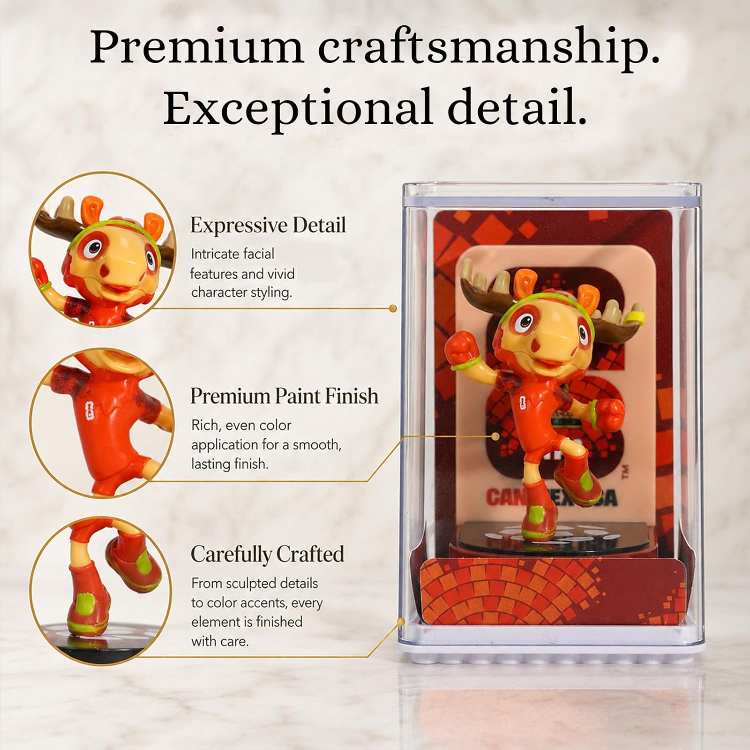 FIFA World Cup 2026 Mascot Figurines Set of 3 – USA Eagle, Mexico Jaguar & Canada Moose Collectible Soccer Statues with Display Case (6cm)