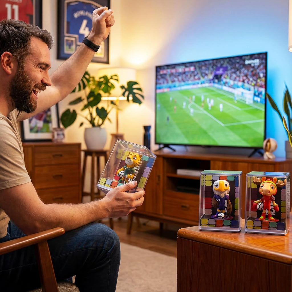 FIFA World Cup 2026 Mascot Figurines Set of 3 – USA Eagle, Mexico Jaguar & Canada Moose Collectible Soccer Statues with Display Case