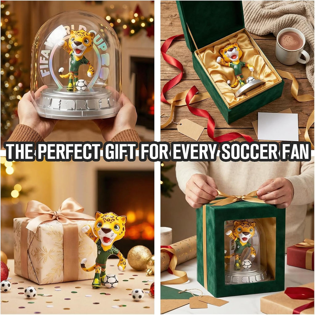 FIFA World Cup 2026 Mexico Mascot Zayu Jaguar Figurine – Personalized Laser Engraved Display Statue with Acrylic Dome | Official Licensed Soccer Gift