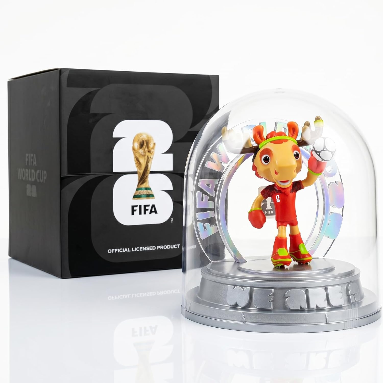 FIFA World Cup 2026 Canada Mascot Maple the Moose Figurine – Personalized Laser Engraved Display Statue with Acrylic Dome | Official Licensed Soccer Gift