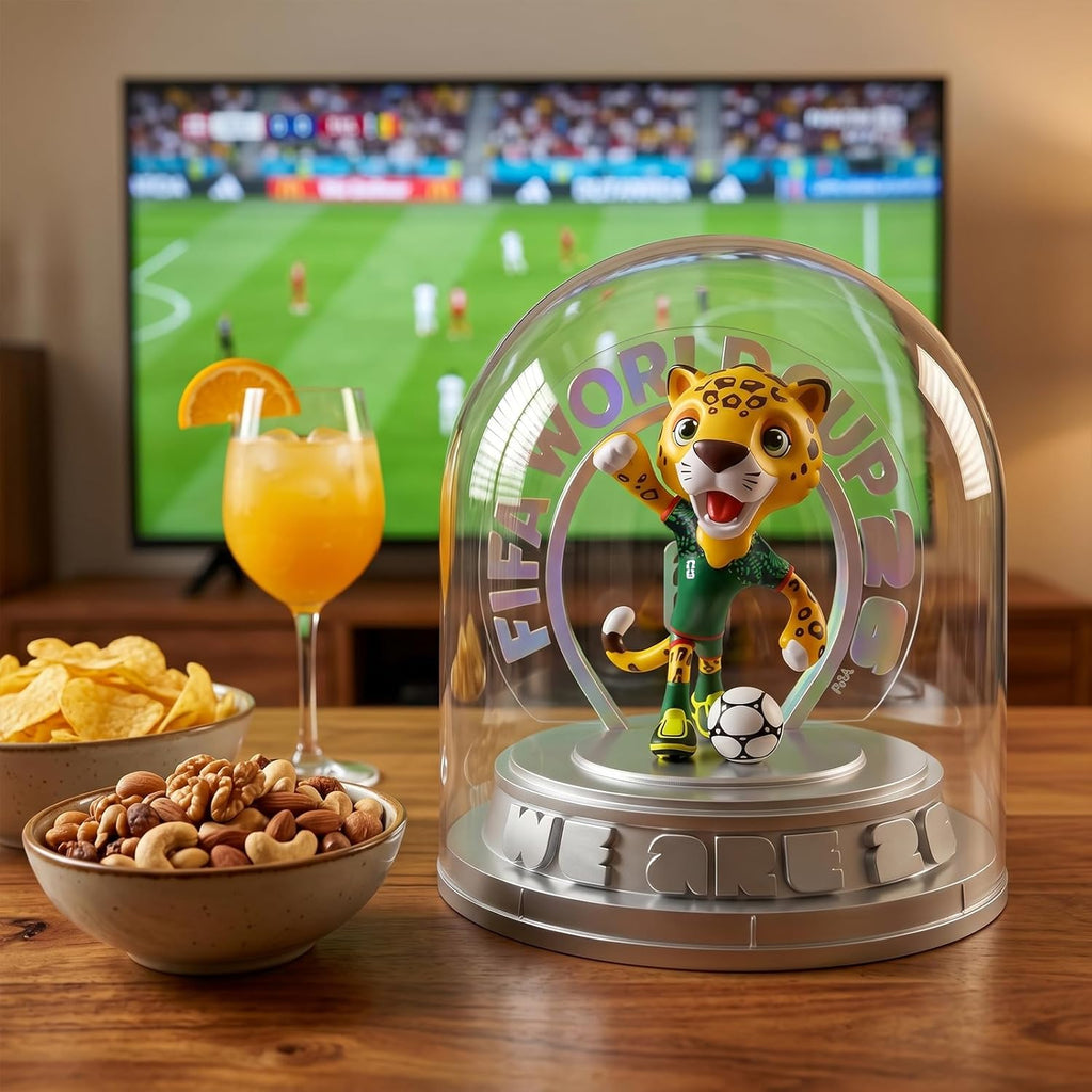 FIFA World Cup 2026 Mexico Mascot Zayu Jaguar Figurine – Personalized Laser Engraved Display Statue with Acrylic Dome | Official Licensed Soccer Gift
